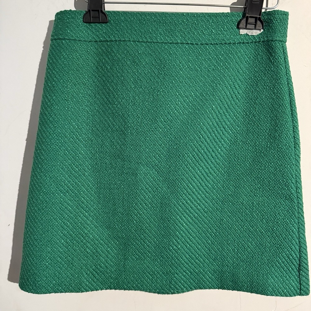 J.Crew Factory Textured Boucle Mini Skirt Green Size 4 Emerald A-Line Lined‎